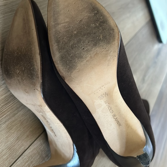 Manolo blahnik brown suede kneed high boots 36.5 6.5 stretchy - Picture 3 of 8